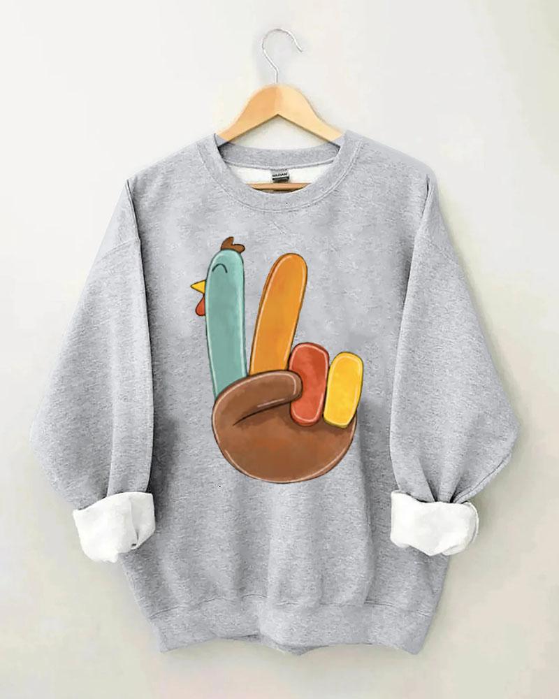 Women's Thanksgiving Print Round Neck Sweatshirts