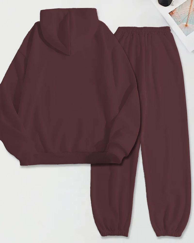 Never Perfectt Long-Sleeved Hoodie and Letter Casual Pants Set