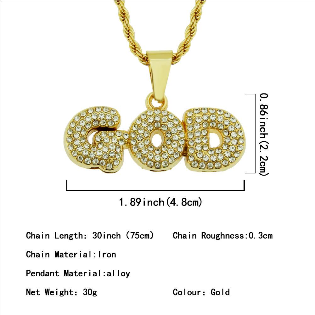 Gold Diamond God Necklace