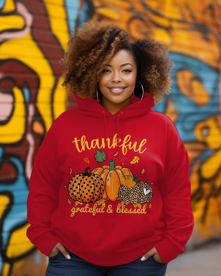 Thanksgiving Thankful Grateful Blessed Long-sleeved Hoodie