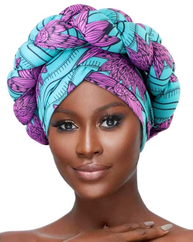 African Print Three-dimensional Sponge Braided Turban Hat