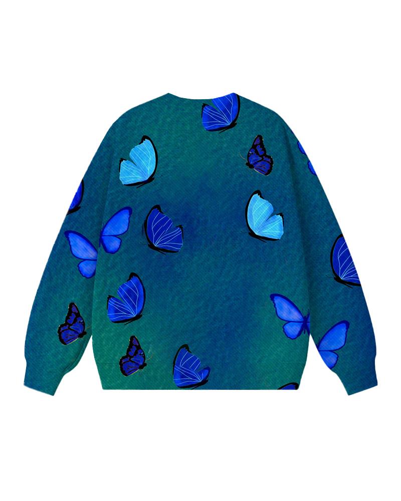 Butterfly Girl Long Sleeve Crewneck Sweatshirt