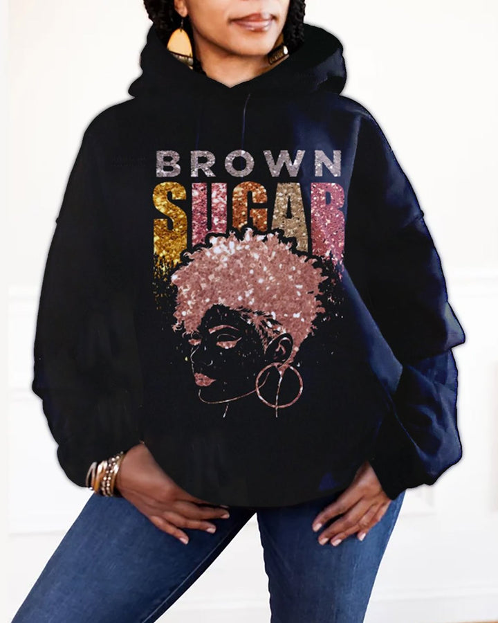 Sequined Afro Brown Sugar Babe Hoodie