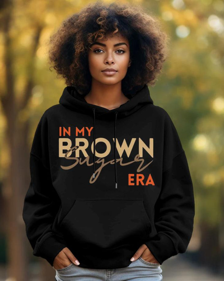 Cotton-In My Brown Era Letter Print Fashion Daily Long Sleeve Hoodie