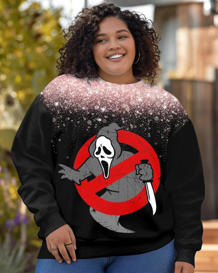 Halloween Funny Grim Reaper Cartoon Long Sleeve Sweatshirt