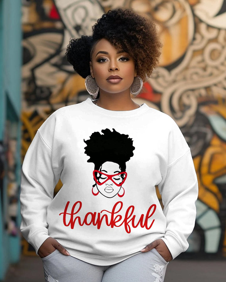 Messy Bun Thankful Crewneck Sweatshirt