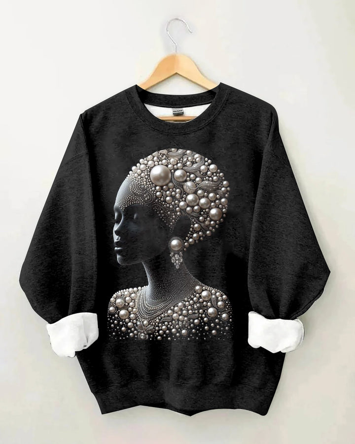 Closed Eyes Pearl Woman Cotton Long Sleeve Sweatshirt