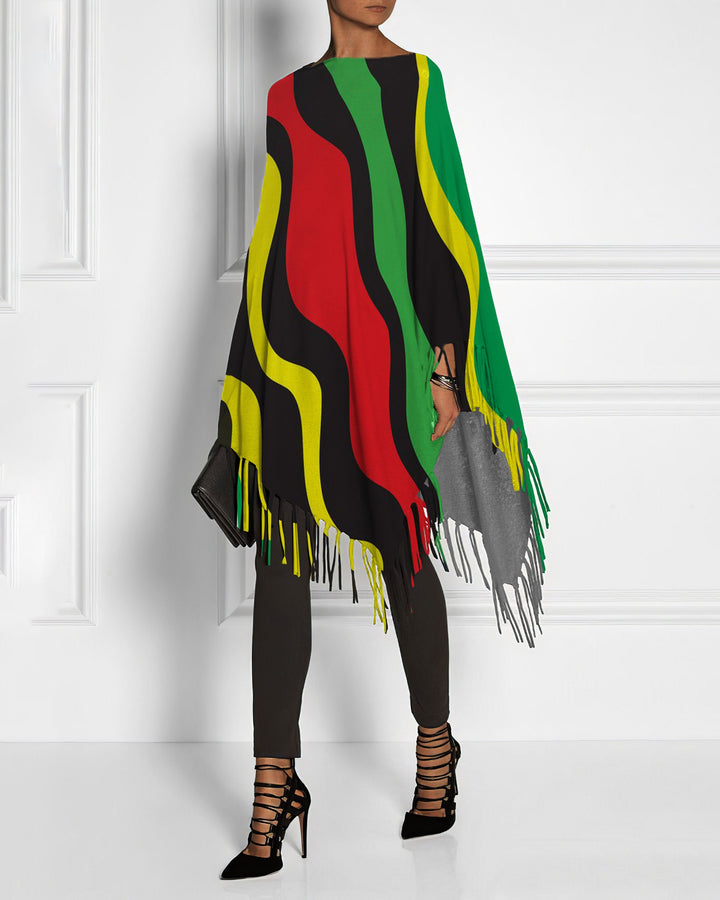 Rasta Jamaican Color Tassel Irregular Top