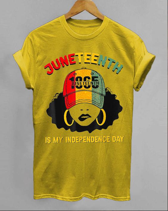 Black Juneteenth 1865 Girls Cartoon Print Round Neck T-Shirt