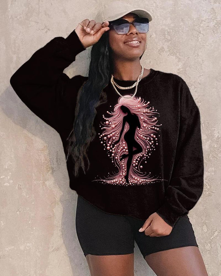 Pearl Gorgeous Black Girl Long Sleeve Crewneck Sweatshirt