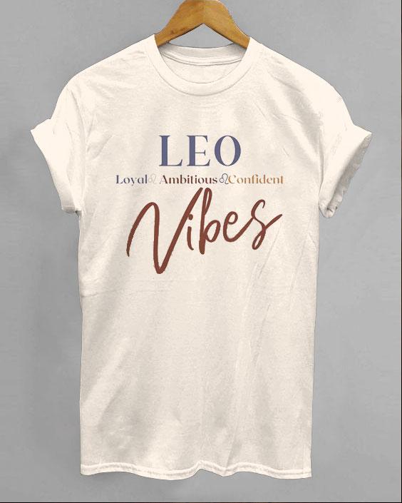 Leo Vibes Letter Crew Neck Unisex Short Sleeve Tshirt