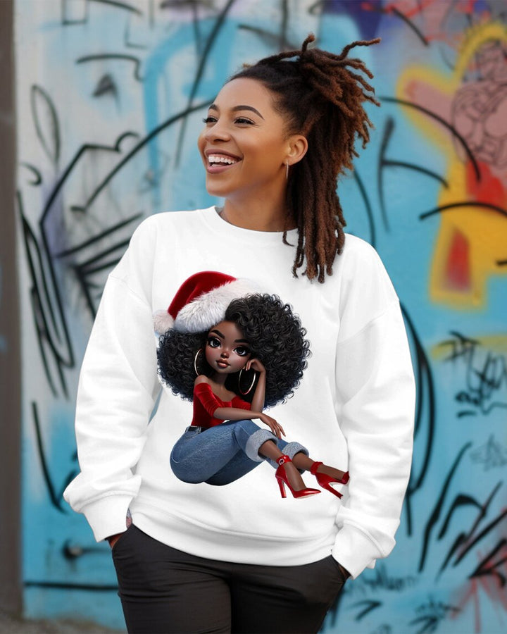 Beautiful Black Girl Christmas Crewneck Sweatshirt