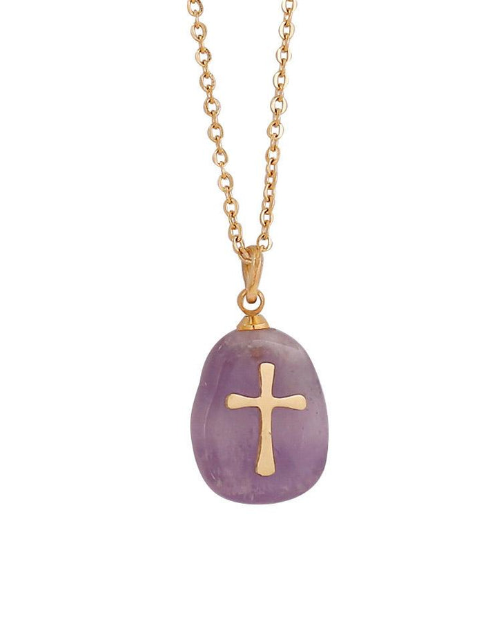 Christian Natural Stone Cross Necklace Necklace