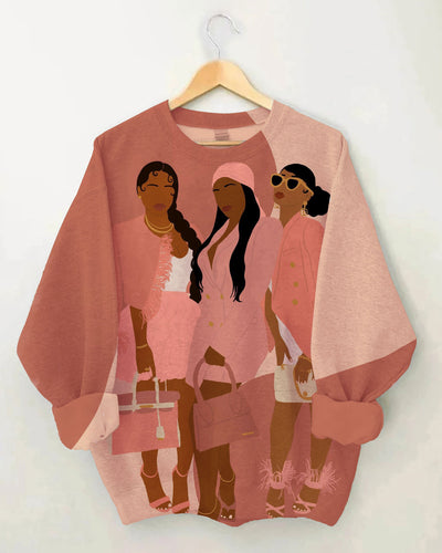 Happy Brown Girls Long Sleeve Sweatshirt