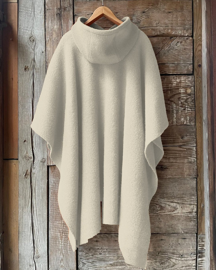 Casual Solid Color Hooded Warm Shawl Cape