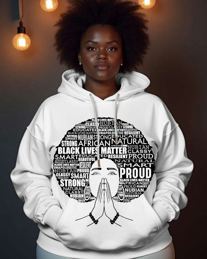 Women's Black Lives Matter Printed Long Sleeve Pocket Hoodie