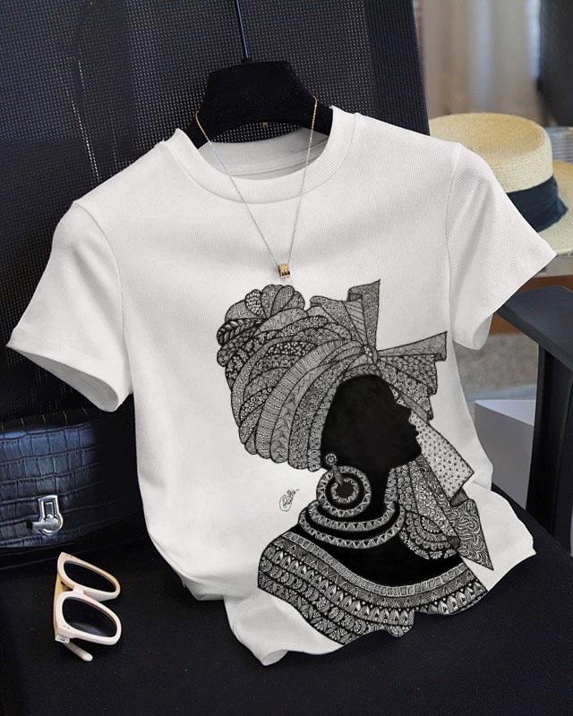 Retro Turban African Woman Unisex Short Sleeve Tshirt