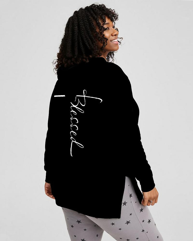 Blessed Lace Up Side Slit Hoodie