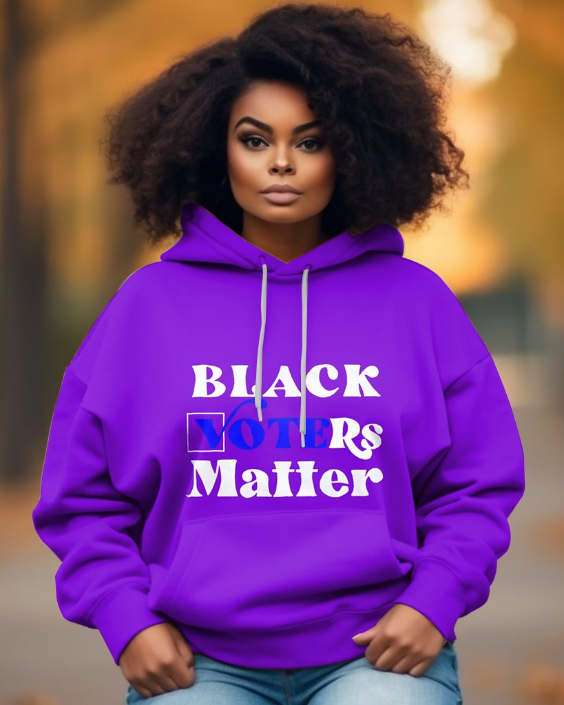 Black Votes Matter Letter Print Unisex Long-sleeved Hoodie