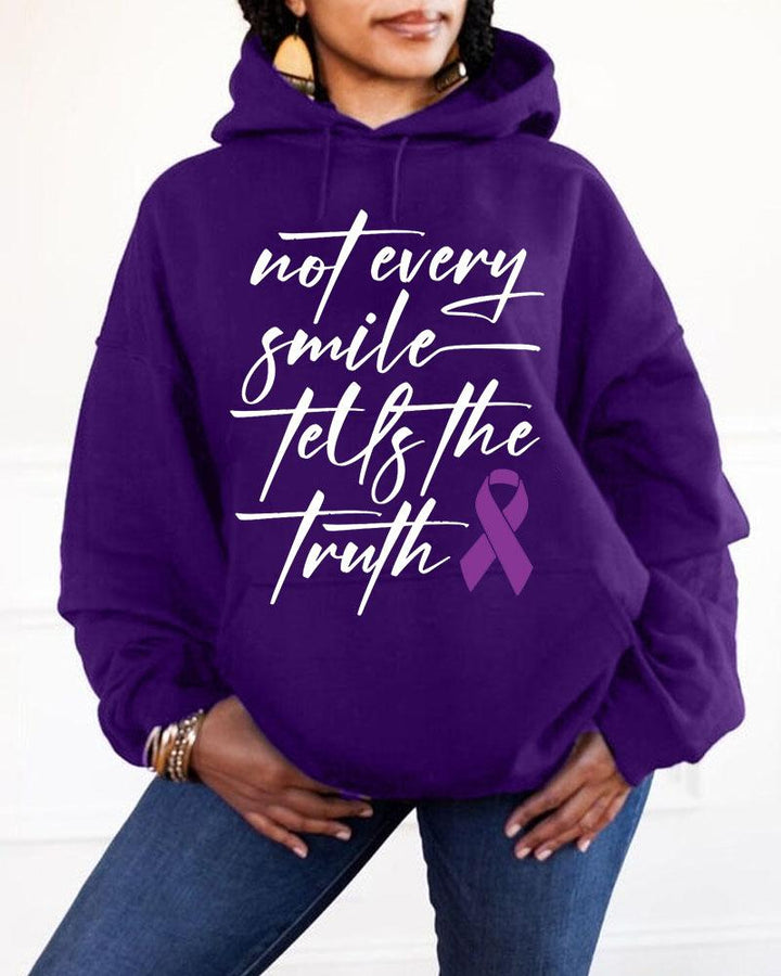 Women's Clothing Domestic Violence Awareness Slogan Not Every Smile Tells The Truth Hooded Sweatshirt