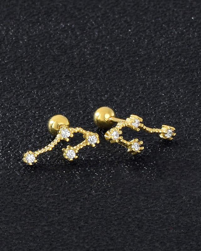 12 Constellations Gold Diamond Stud Earrings