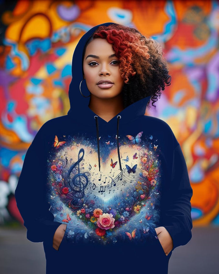 Love Music Butterfly Long-sleeved Hoodie