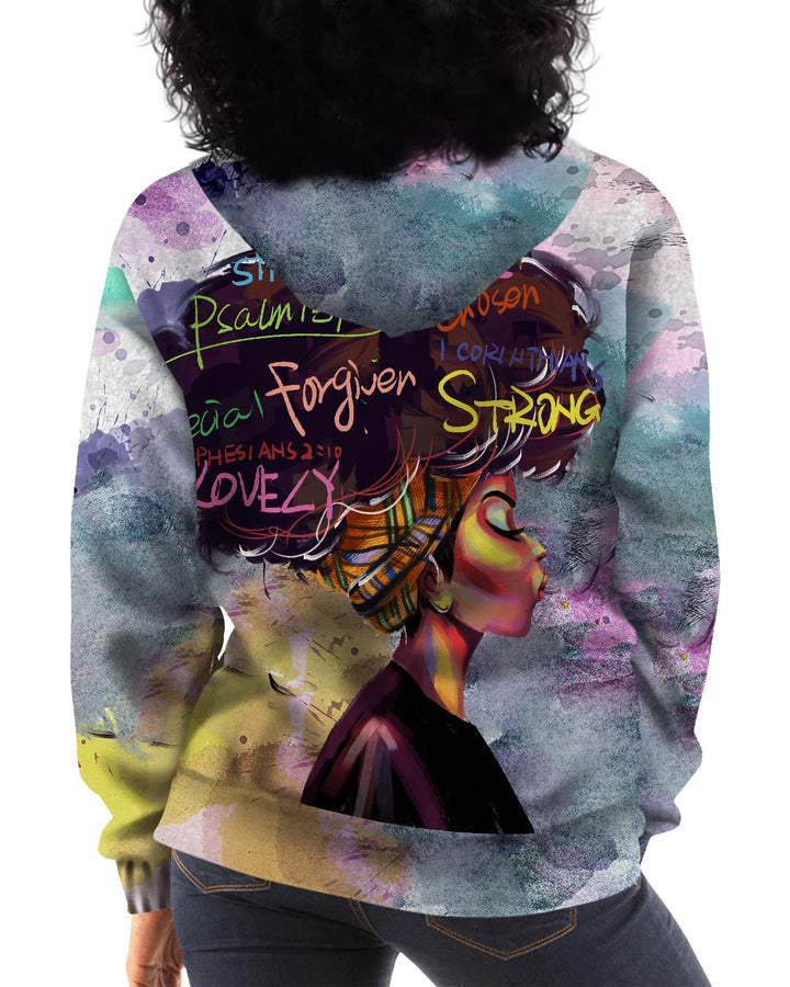 Watercolor Oil Painting Black Girl Hoodie