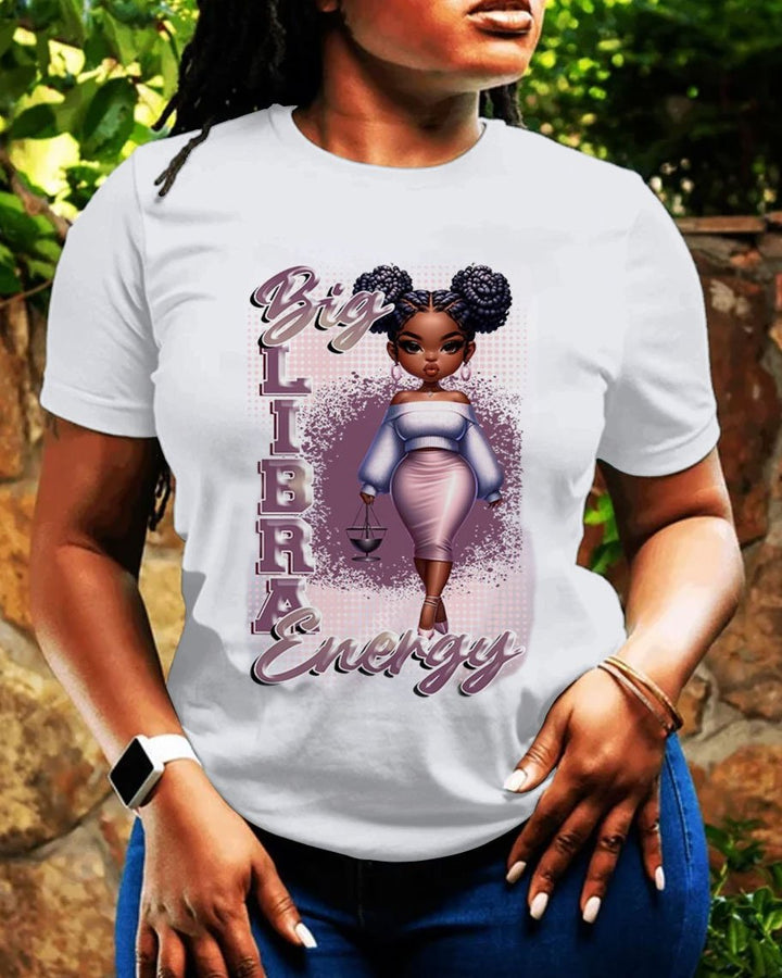 Big Libra Energy Black Girl Short Sleeve Tshirt