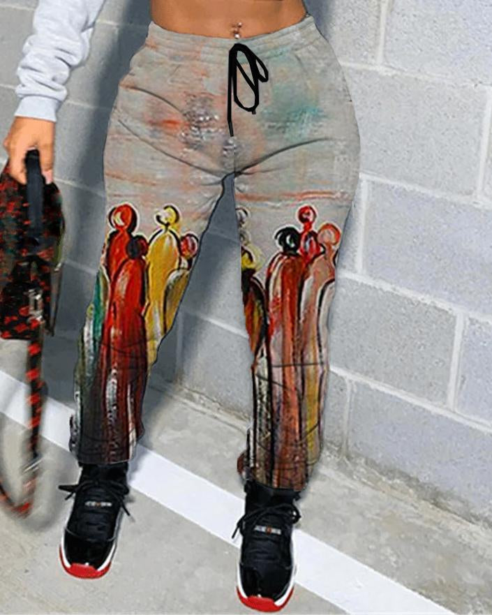 Art Oil Painting Printed DrawstringTrack Sweatpants