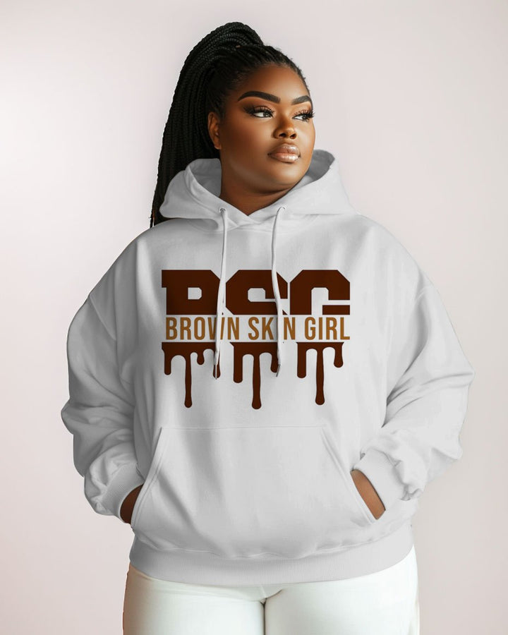 Cotton-Brown Skin Girl Print Fashion Daily Long Sleeve Hoodie