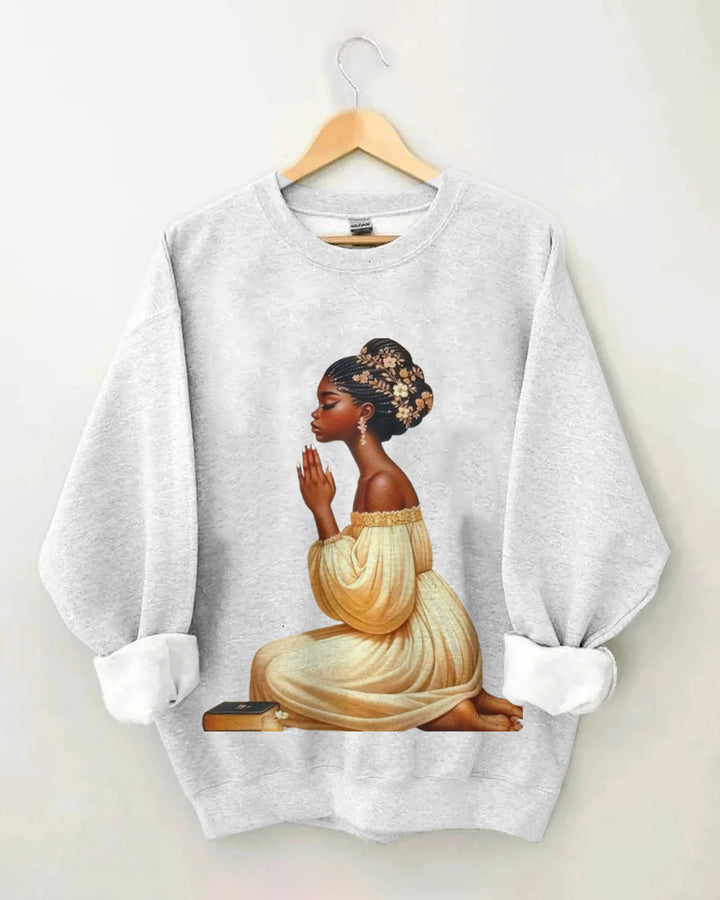 Black Girl Faith Sublimation Cotton Long Sleeve Sweatshirt