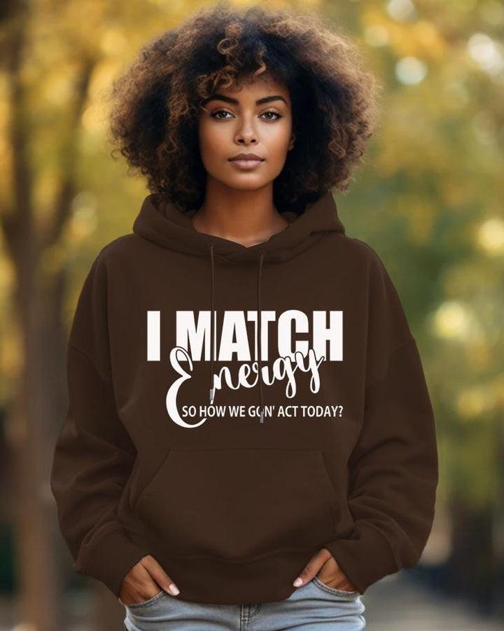 Cotton-I Match Energy Print Fashion Daily Long Sleeve Hoodie