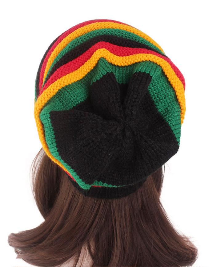 Fashionable Casual Jamaican Warm Colorful Striped Wool Hat