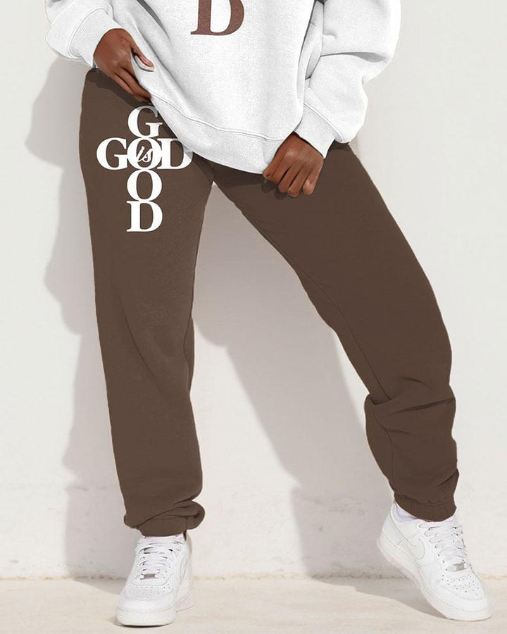 God is Good Print Long Sleeve Sweatshirt Two Pieces Set