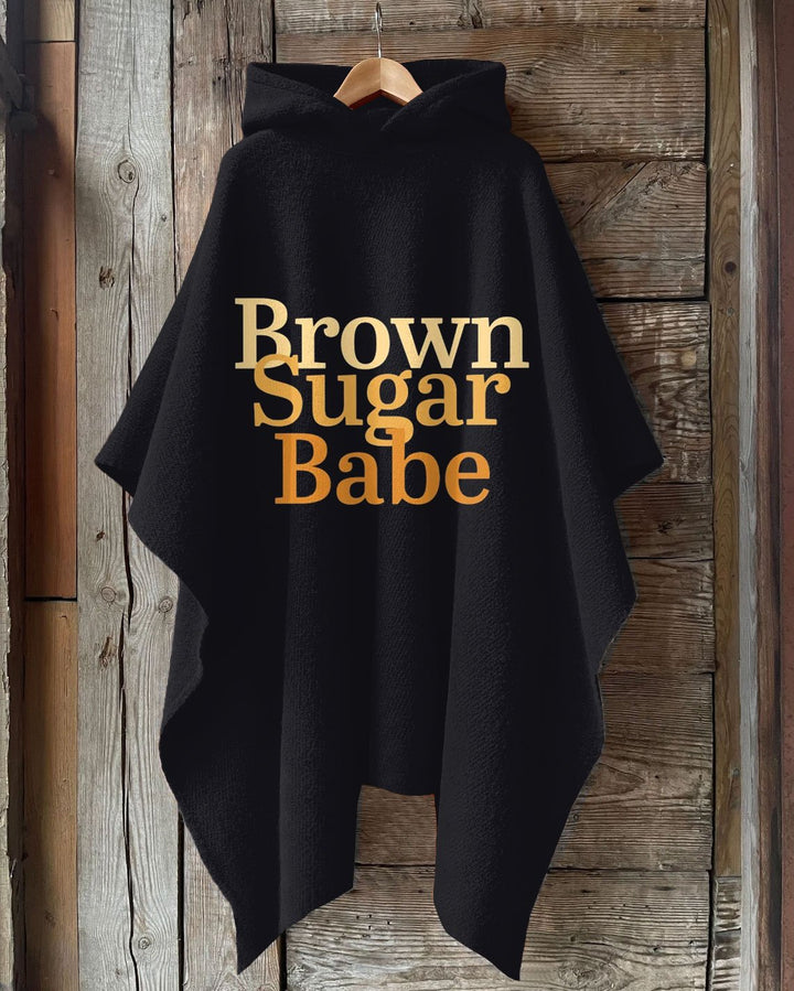 Brown Suger Babe Hooded Warm Shawl Cape