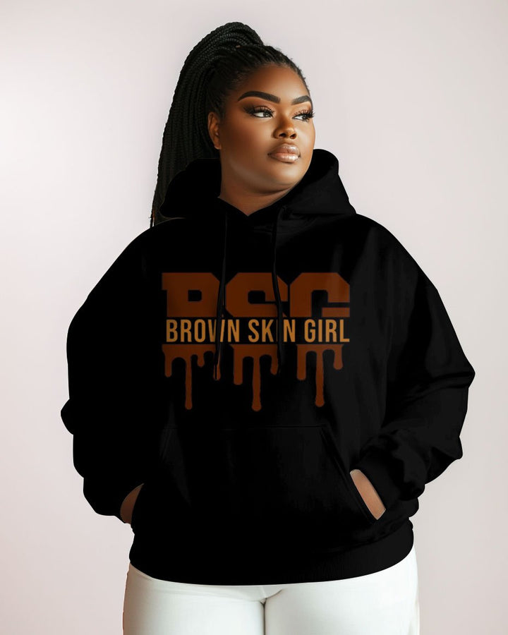 Cotton-Brown Skin Girl Print Fashion Daily Long Sleeve Hoodie