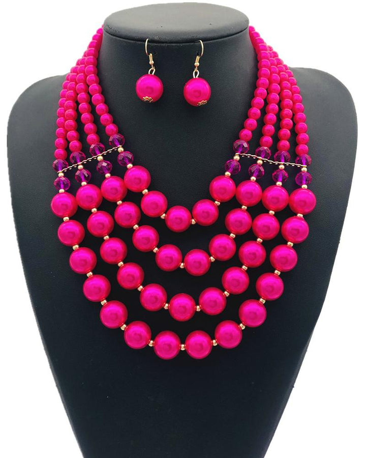 Fashion Bright imitation pearls Multi-layer Braided Necklace Set