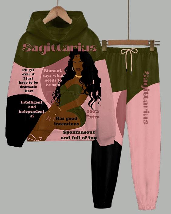 Sagittarius Girly Season Long Sleeve Hoodie Two Pieces Set