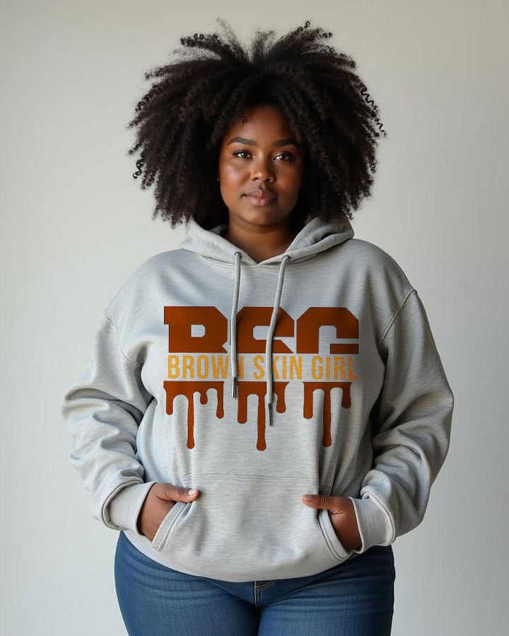 Cotton-Brown Skin Girl Print Fashion Daily Long Sleeve Hoodie