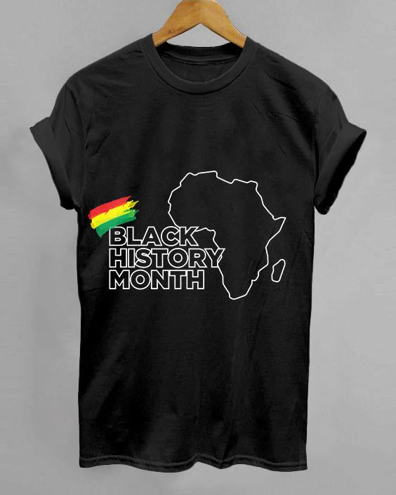 Africa Map Black History Month Crew Neck Short Sleeve Tshirt