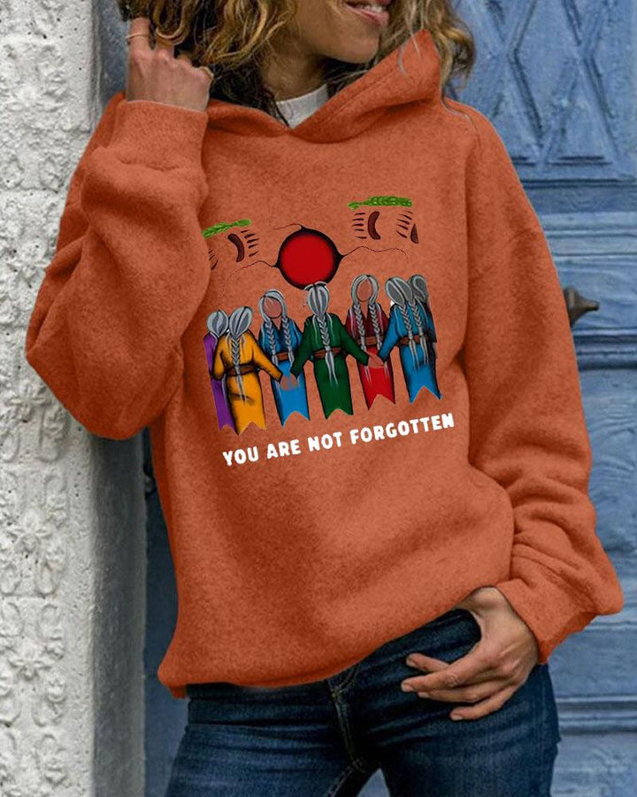 Women's Slogan   Every Child Matters You Are Never Forgotten With Pocket Long Sleeve Hoodie