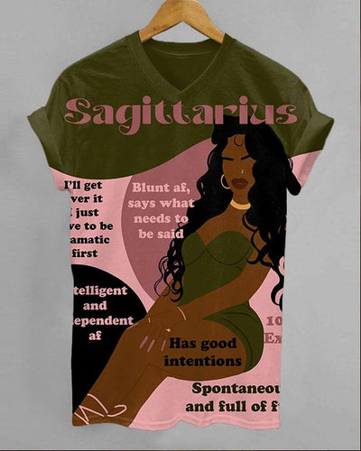 Sagittarius Girly Season Unisex V-neck Short Sleeve Tshirt