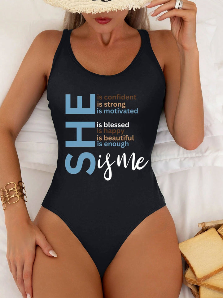 She Is Confident Backless One Piece Swimsuit