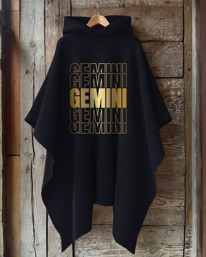 Stacked Gemini Zodiac Hooded Warm Shawl Cape