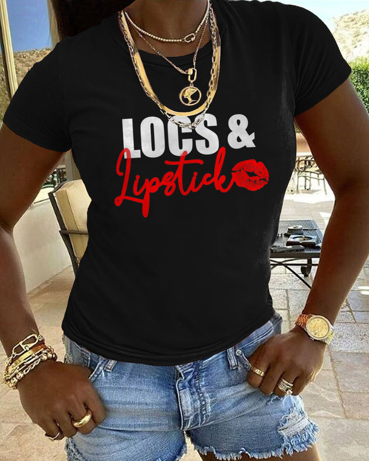 Locs and Lipstick Print Short Sleeve Tshirt