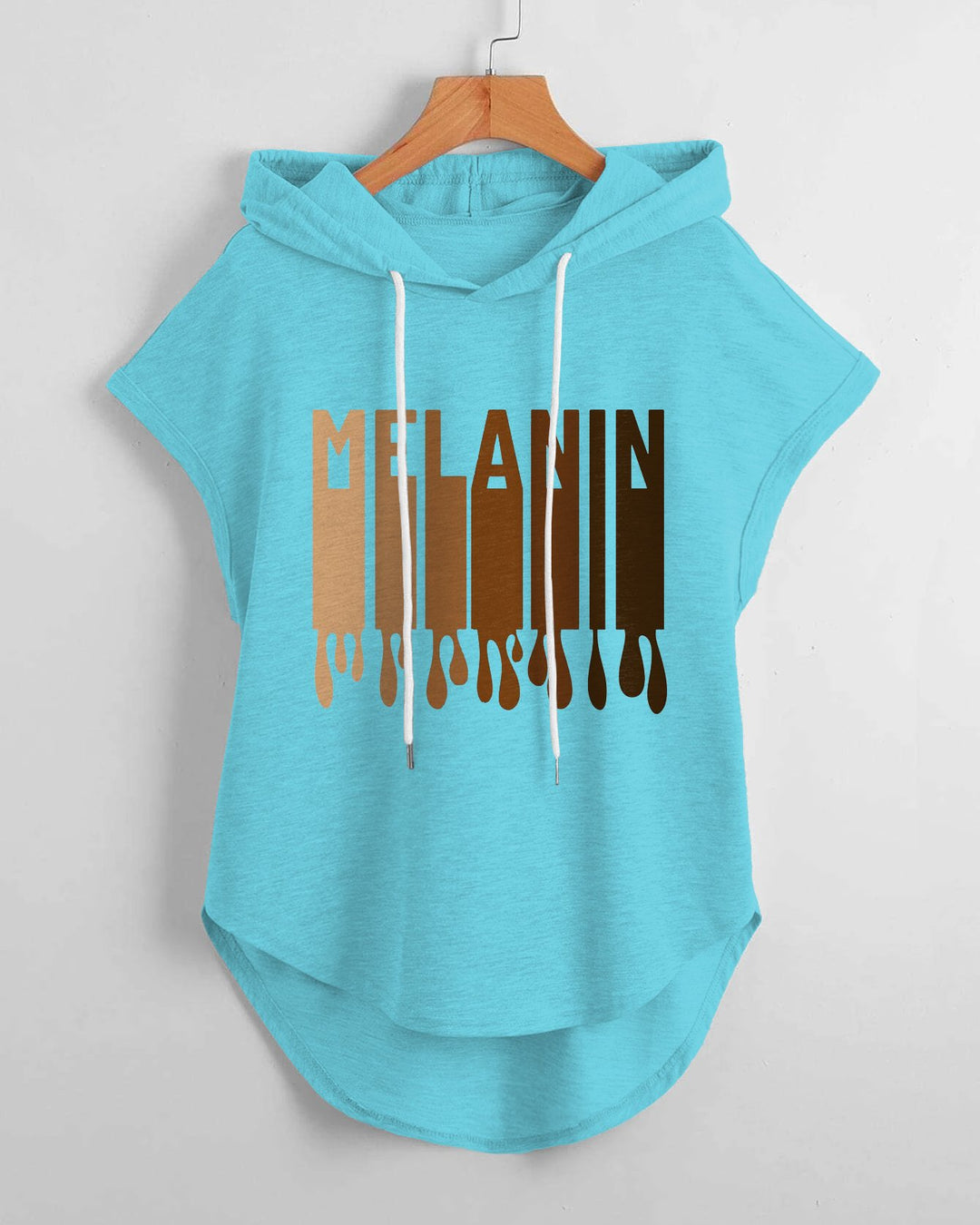 Melanin Dripping Hem Drawstring Hooded Tee