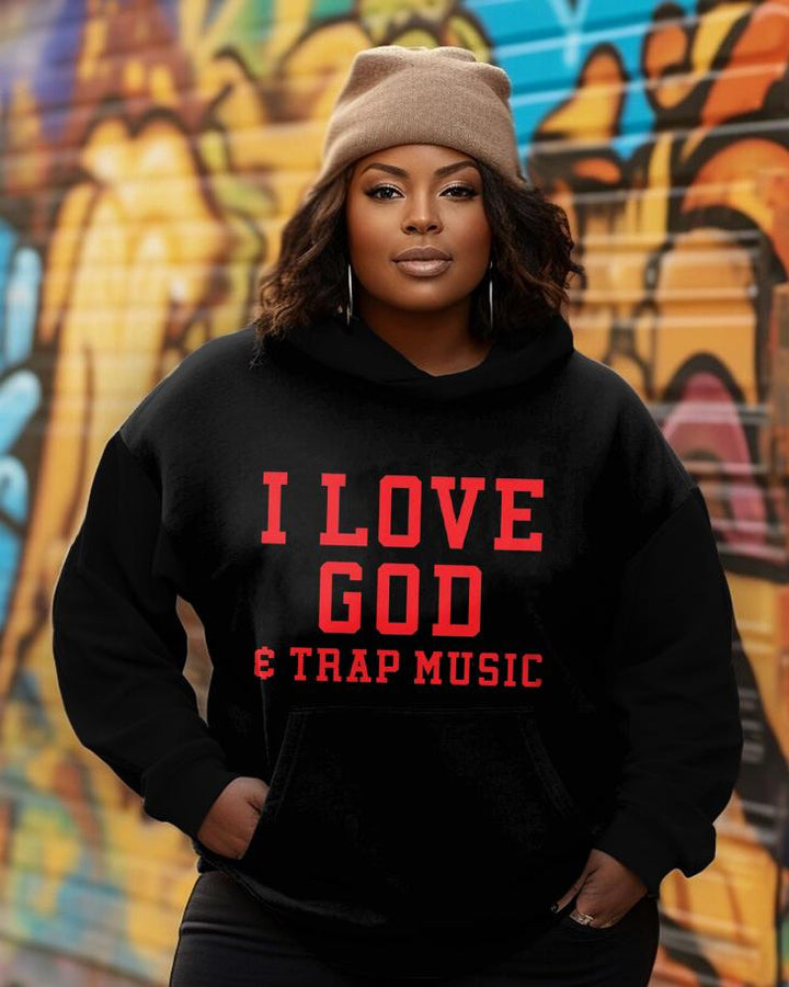 Fashion Daily I Love God Letter Print Unisex Long-sleeved Hoodie