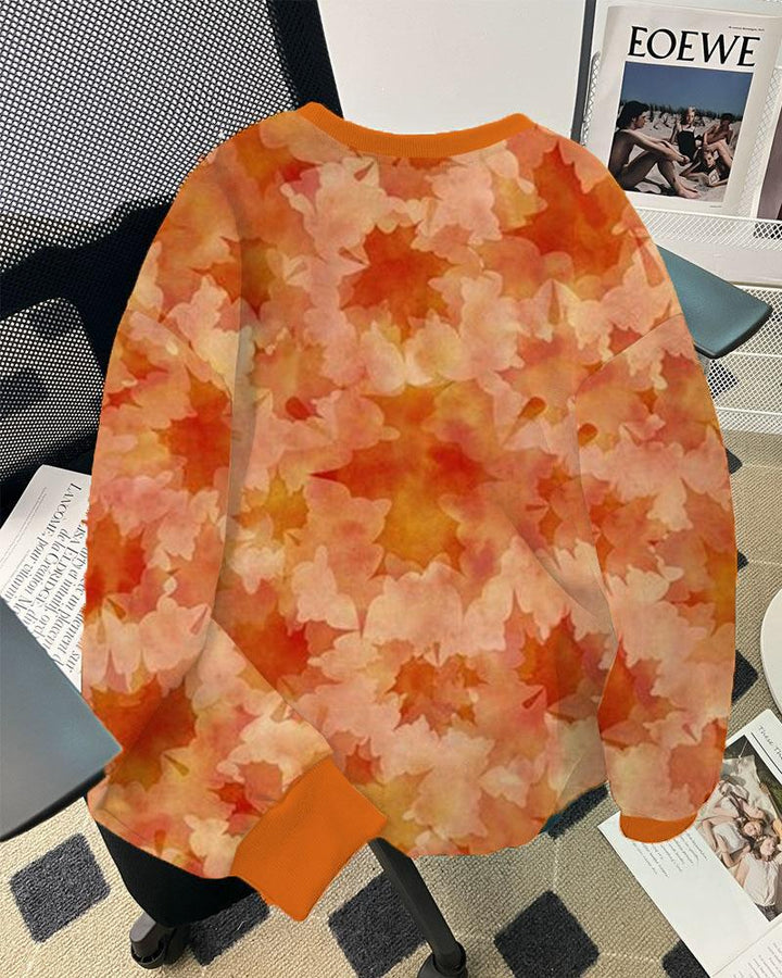 Thanksgiving Maple Leaf Print Long Sleeve Sweatshirts