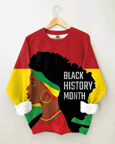 Afro Girl Black History Month Long Sleeve Sweatshirt