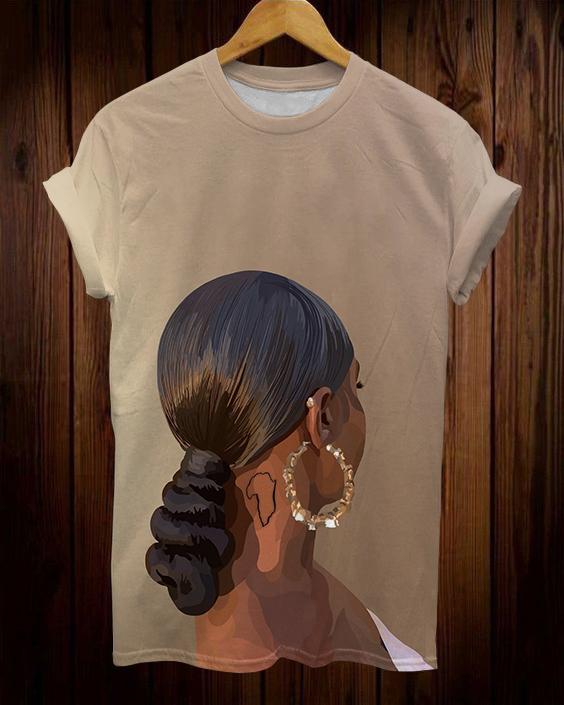 Brown Girl with Big Golden Earrings Unisex Short Sleeve Tshirt